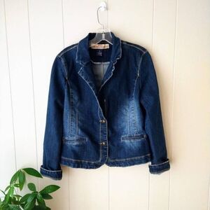 Amethyst Jeans Women's Blue Denim Blazer Jean Coat Size Extra Large